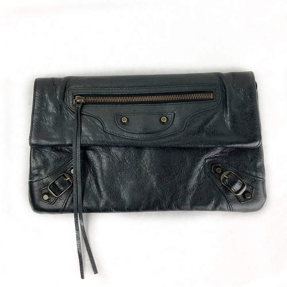 Balenciaga Black Classic Envelope Leather Clutch Bag - Picture 12 of 12